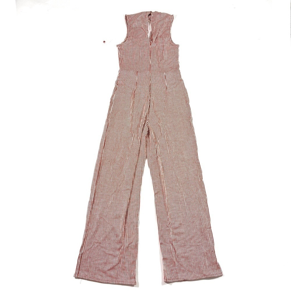 New ModCloth For the Bliss of It Jumpsuit Orange Stripes - Picture 3 of 9